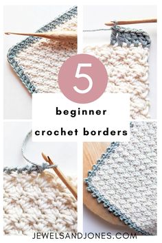 5 different crochet borders for beginners Crochet Edging Tutorial, Crochet Blanket Border, Crochet Scarf For Beginners, Crochet Blanket Edging, Crochet Border Patterns, Crochet Border, Crochet Edging Patterns, Easy Crochet Blanket, Crochet Lace Edging