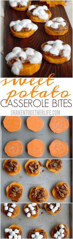 sweet potato casserole bites with marshmallows on top and in the middle