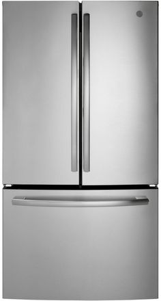 a stainless steel refrigerator freezer with two doors