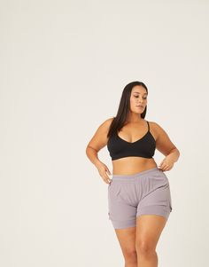 Curve Lined Athletic Shorts Plus Size Bottoms Purple 1XL -2020AVE Exercise Shorts, Athleisure Pants, Neutrogena Makeup, Shorts Plus Size, Plus Size Leggings, Hidden Pocket, Pocket Leggings, Plus Size Womens Clothing, Trendy Tops