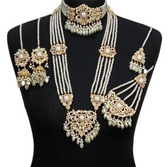 Pakistani bridal set. Includes- Necklace  Mala Jhumar Tikka Earrings White Pearl Chandbali Bridal Sets, White Chandbali Jewelry For Ceremonial Occasions, Traditional Hand Set Pearl Necklace For Wedding, Bollywood Style Hand Set Pearl Necklace For Wedding, White Kundan Jewelry For Ceremonial Occasions, Chandbali Bridal Necklace With Pearl Drop For Wedding, Traditional Hand-set Pearl Necklace For Weddings, Heavy White Jewelry Sets For Ceremonial Occasions, Heavy Pearl Jewelry Sets For Festive Occasions