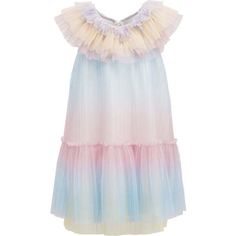 Rainbow Ruffle Dress, Multi - Mimi Tutu Dresses | Maisonette Playful Rainbow Dress With Ruffles, Summer Rainbow Dress For Dress-up, Rainbow Dress For Summer Dress-up, Rainbow Dresses For Summer Dress-up, Cute Rainbow Dresses With Ruffles, Cute Rainbow Ruffled Dresses, Multicolor Ruffle Dress For Dress-up, Multicolor Ruffled Dress For Dress-up, Playful Pastel Dresses With Ruffles