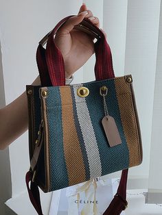 Material:CanvasStyle:CasualElement:PatchworkType:Striped PrintCapacity:Large: 13.8"L x 5.9"W x 12.2"H. Small:9.1"L x 3.9"W x 8.3"H Embroidery Dress Pattern, Leather Work Bag, Fabric Handbags, Sun With Sunglasses, Boho Bags, Craft Bags, Tote Bag Pattern, Shopping Tote Bag, Canvas Tote Bag