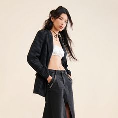 Chic Denim Skirt With Pockets For Fall, Chic Rigid Denim Bottoms For Spring, Fitted Cutoff Jeans For Night Out, Chic Fall Denim Skirt With Pockets, Frayed Hem Bottoms For Night Out In Fall, Chic Washed Bottoms For Fall, Edgy Bottoms With Frayed Hem For Fall, Chic Rigid Denim Bottoms For Fall, Fitted Cutoff Denim Skirt For Fall