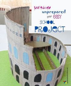 a paper model of a school project with text overlay that reads, this is an unprepared get - easy school project