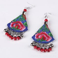 Ethnic Style Handmade Embroidered Earrings Ethnic Earrings Dance Accessories Ethnic Ornaments Peony Earrings Christmas Log, Embroidered Earrings, Dance Accessories, Beaded Tassel Earrings, Ethnic Earrings, Bohemian Floral, Chain Anklet, Peony Flower, Ethnic Style