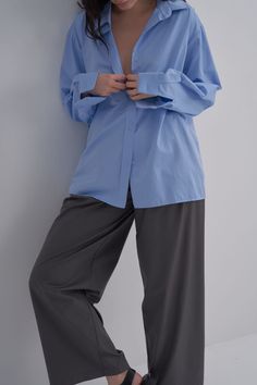 Blue Cotton Satin Shirt Women Comfortable loose fit,Basic Shirts Women,Oversized Casual Shirt,Unisex Shirt,Long Sleeve Shirt,Custom Shirt, This shirt made of cotton satin fabric is a comfortable and stylish option that both men and women can wear. It is designed to fit every body with its loose fit. The product is made of high quality and durable fabric. This makes it ideal for long-term use. free movement You can easily combine an oversized shirt for a stylish look. You can create a casual style with trousers, shorts or skirts. Moreover, it is a clothing product that you can use in all seasons. In addition, the fact that it is a product that everyone can use, regardless of gender, increases the diversity in clothing options. Size S, M, L. In the image, the model wears size S. Model Body M Oversized Blouse With Shirttail Hem For Loungewear, Oversized Shirttail Hem Shirt For Loungewear, Oversized Long Sleeve Shirt For Loungewear, Oversized Blue Tops For Workwear, Relaxed Blue Shirt For Daywear, Oversized Loungewear Shirt With Shirttail Hem, Oversized Solid Color Blouse For Everyday, Oversized Solid Color Blouse With Shirttail Hem, Oversized Blouse For Everyday