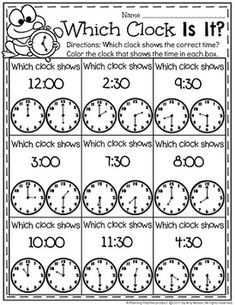 a printable worksheet for telling time on clocks