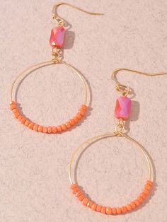 We love these Round Dangle earrings! Dainty - with pops of color! Get a pair for yourself or a friend! Desk Stickers, Trending Earrings, Homemade Earrings, Bead Dangle Earrings, Play Shop, Bath Candles, Earrings Dainty, Beaded Dangle Earrings, Beaded Dangles