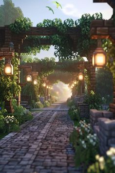 Walkway Minecraft, Minecraft Garden Ideas, Trending Pictures, Pfp Cool, Minecraft Garden, Rumah Minecraft Sederhana, Deep In The Woods, Tiny Creatures, Minecraft Structures