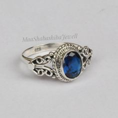 "Natural Blue Sapphire Ring, 925 Sterling Silver Ring, Handmade Ring, Engagement Ring, Wedding Ring, Sapphire Jewelry, Anniversary Gifts SHOP LINK:- https://www.etsy.com/shop/MaaShabashibaJewell?ref=seller-platform-mcnav 》D E T A I L S《 Gemstone: Natural Blue Sapphire Gem Color: Blue Gem Shape: Oval Metal: 925 Sterling Silver Purity: 925 Parts Per 1000 Setting Type: Bazel Set Silver Polish: High Ring Size: All Size Available Please note that there Can be slight variations in stone texture and co Blue Oval Sterling Silver Birthstone Ring, Blue Oval Birthstone Ring In Sterling Silver, Sapphire Topaz Ring In Sterling Silver, Blue Sapphire Ring Stamped 925, Handmade Classic Sterling Silver Sapphire Ring, Handmade Classic Sapphire Ring In Sterling Silver, Classic Adjustable Blue Rings, Adjustable Blue Sterling Silver Crystal Ring, Adjustable Blue Crystal Sterling Silver Ring