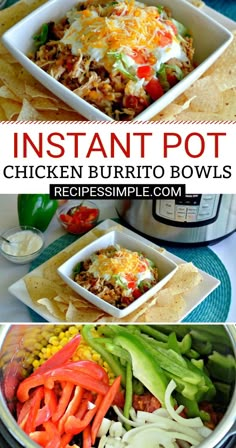 instant pot chicken burrito bowls are the perfect appetizer to serve for dinner