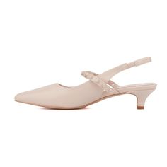 Step into sophistication with the Tamara kitten heels. Featuring a sleek pointy toe design and a chic slingback strap, these heels offer a refined and elegant look. Perfect for adding a touch of class to any outfit, the Tamara combines timeless style with modern comfort. Whether you're dressing up for a formal event or elevating your everyday attire, these kitten heels ensure you exude grace and confidence with every step you take. Feminine Low Heel Slingback Pumps For Wedding, Chic Slingback Kitten Heels For Wedding, Feminine Ankle Strap Kitten Heels With Sculpted Heel, Wedding Slingback Kitten Heels With Sculpted Heel, Chic Wedding Slingback Kitten Heels, Pointed Slingback Pumps For Evening In Spring, Pointed Slingback Pumps For Spring Evening, Feminine Pointed Toe Kitten Heels With Heel Strap, Elegant Ankle Strap Kitten Heels For Spring