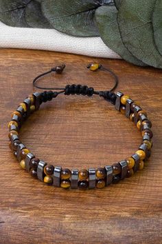 Embrace the Power of Earth's Elements with Our Handmade Tiger Eye and Hematite Stone Bracelet. Crafted to Perfection, this Bracelet Harmonizes Your Inner Strength and Style, Making Every Day an Adventure in Confidence and Elegance. Handmade Mens Jewelry, Men’s Jewellery, Bracelet Ideas For Men, Handmade Bracelets For Men, Mens Jewelry Diy, Mens Bracelet Diy, Bead Bracelet For Men, Men Stone Bracelet, Masculine Jewelry