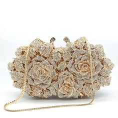 Women's Evening Bag Handbags Bridal Purse Clutch Alloy Crystals Chain Rhinestone Party / Evening Date Silver Gold 8892840 2022 – 723,53 Bling Purses, Rhinestone Rose, Bridal Handbags, Bridal Purse, Floral Clutches, Bridal Bag, Rhinestone Clutch, Crystal Clutch, Wedding Clutch