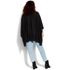 Ditch the coat and make a statement in the Emilia Cape! This edgy outerwear piece is perfect for those chilly days or nights when you want to show off your style. The turtleneck design keeps you warm, while the cape sleeves and handkerchief hem add a touch of drama. The silver button detailing on one side is both unique and chic. Made from a soft knit fabrication, this cape is sure to keep you comfortable all day or night long. Bold and fiercely fashionable, no one does plus size fashion like Ci Silver Button, Cape Sleeves, Handkerchief Hem, Silver Buttons, Chic Woman, City Chic, Soft Knits, Plus Size Fashion, Cape