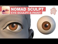 an animated image of two eyes with the words nomad sculpt on it