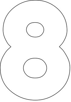 the number eight is shown in black and white, with an oval outline on it