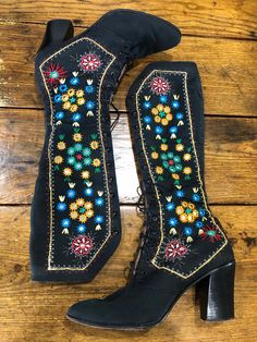 Traditional Fitted Boots For Fall, Traditional Embroidered Boots For Spring, Traditional Spring Boots, Traditional Fitted Boots For Spring, Traditional Embroidered Fall Boots, Traditional Embroidered Boots For Fall, Vintage Embroidered Fall Boots, Vintage Embroidered Boots For Fall, Traditional Fitted Boots With Floral Embroidery