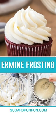 some frosting and icing on top of cupcakes