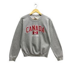 "Code : p/149 Vintage 90s Canada Victoria Grey Sweatshirt Size Small Canada Victoria Crewneck Streetwear Canada Victoria Spell Out Embroidered Logo Jumper Size on Tag :  S Details Measurement  Arm Pit to Arm Pit : 20.5\"inches Back Collar to Hem : 23\"inches Condition :  Great Vintage Condition(Used Clothing).No Holes And No Stain.Please refer pictures detail.‼️" Leaf Sweater, Crewneck Streetwear, Canada Maple Leaf, Lighthouse Print, Striped Sweatshirts, Sweater Pullover, Crop Sweatshirt, Print Logo, Vintage Sweatshirt