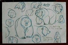 a drawing of various bears and bears on paper