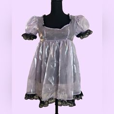 Labeled Us Women’s Size Xxs Fabric Is Not As Stretchy Pit To Pit (Flat); 15.5”- 16” Waist (Flat); 13.5”-14” Length; 29” (Approximately) - Back Zipper To Open/Close Doll Dress Design, Lilac Purple Dress, Lilac Mini Dress, Metallic Lace Dress, Lace Corset Dress, Gothic Baby, Printed Beach Dresses, Blythe Doll Dress, Baby Doll Dress