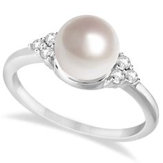 https://www.allurez.com/pearl-jewelry/pearl-rings/freshwater-cultured-pearl-and-diamond-accented-ring-14k-w.-gold-7-8mm/pid/14038/550 Mabe Pearl Jewelry, Beautiful Promise Rings, Pearl Diamond Ring, Silver Pearl Ring, Sterling Silver Jewelry Rings, Diamond Accent Ring, Pearl And Diamond Ring, Diamond Fashion Rings, Jewelry Appraisal