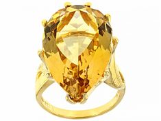 20.00ct 25x15m Pear Citrine, 18k Yellow Gold Over Sterling Silver Ring. Measures approximately .67"L x 1.03"W and is not sizeable. Spinel Gemstone, Yellow Gemstones, Jewelry Television, Yellow Citrine, Broken Chain, Citrine Gemstone, Silver Earrings Dangle, Cultured Pearls, Cleaning Jewelry