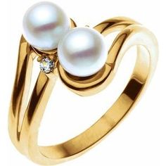 14K Yellow Two-Stone Ring Mounting for 5.5 mm Pearls | Stuller Yellow Pearl, Yellow Rings, Ring Mountings, Stone Ring, Stone Rings, Jewelry Sets, Platinum, Band