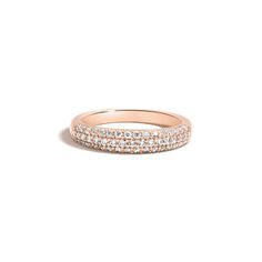 A fresh take on the classic dome band, the Vintage Pave Domed Ring is encrusted the brilliant white diamonds, allowing the ring the sparkle from all angles. Elegant Thick Band Diamond Promise Ring, Classic Stackable Rings With Pave Setting, Wedding Ring With Single Cut Diamonds And Thick Band, Classic Rose Gold Wedding Rings With Pave Setting, Classic Diamond Rings With Thick Band, Everyday Diamond White Half Eternity Rings, Classic Cubic Zirconia Diamond Ring For Everyday, Classic Rose Gold Stackable Rings With Brilliant Cut, Cubic Zirconia Pave Setting Round Band Rings