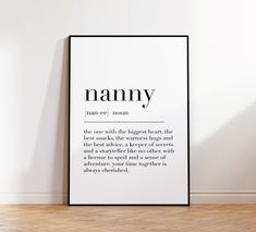 a black and white poster with the words'namny'in english on it