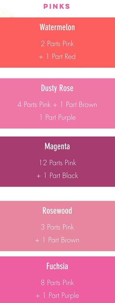 the color chart for pinks