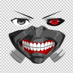 the joker mask with red eyes and fangs on it's face, transparent background