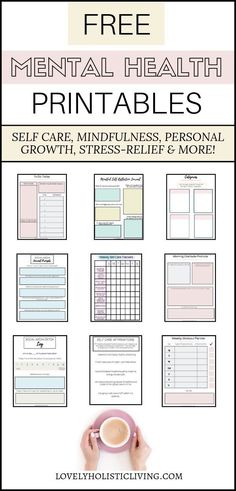 Free mental health and personal development printables for self-discovery, stress-relief, and ultimately, happiness! In this library you'll find PDF printable worksheets, journal prompts, workbooks, templates, and more free resources to level up your mental health and self improvement! Health Printables, Free Mental Health, Gratis Printables, Stem Challenge, Coconut Health Benefits, Health Journal, Holistic Living, Free Resources, Journal Prompts