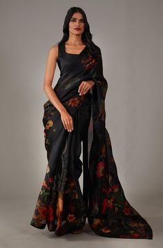 Editors Note Elevate your style with our organza digital sari, enriched with intricate embroidery work. This ensemble comes with a chanderi unstitched blouse, allowing you to create a chic and cust... Elegant Pre-draped Saree With Printed Motifs For Diwali, Semi-stitched Organza Blouse With Traditional Drape, Fitted Tussar Silk Pre-draped Saree For Party, Designer Pre-draped Saree With Digital Print, Party Georgette Blouse Piece With Printed Motifs, Semi-stitched Silk Pre-draped Saree With Printed Motifs, Formal Embroidered Silk Pre-draped Saree, Fitted Organza Pre-draped Saree With Dupatta, Unstitched Traditional Organza Blouse