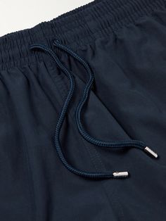 Cut from lightweight, quick-drying navy shell, Derek Rose's swim shorts have a comfortable elasticated waistband and practical mid-length. They come with a drawstring carrying bag that's handy for storing them when damp. Derek Rose, Cotton Boxer Shorts, Shorts For Men, Printed Swim, Stretch Shorts, Drawstring Shorts, Aruba, Drawstring Waistband, Mr Porter