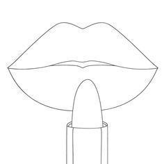 a drawing of a lipstick with the shape of a mouth on it's tip