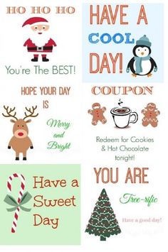 four christmas cards with different sayings on them