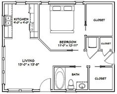 the floor plan for a one bedroom apartment with an attached bathroom and living room area