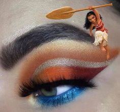 Moana Makeup, Disney Makeup Ideas, Spring Eye Makeup, Crazy Eye Makeup, Disney Character Makeup, Moana Disney, Cute Halloween Makeup