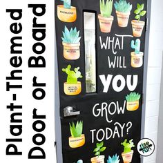 a door decorated with potted plants and what will you grow today?