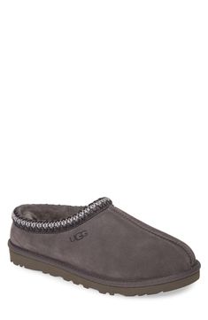 A top-quality suede upper is shaped over a light, flexible EVA sole for indoor or outdoor wear. A woven braid topline adds a nice detail. Style Name:UGG Tasman Slipper (Men). Style Number: 32942. Christian Wishlist, Uggs Tasman Outfit, Tasman Outfit, Tasman Uggs Outfits, Grey Uggs, Ugg Tasman Slippers, Ugg Tasman, Uggs Outfit, Mens Uggs