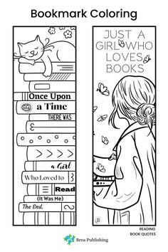 the bookmark coloring page for children's books is shown in black and white