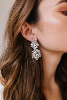 Hunter - Untamed Petals Statement Wedding Earrings, Clear Gemstones, Untamed Petals, Statement Earrings Wedding, Crystal Statement Earrings, Wedding Hair Inspiration, Statement Earring, Signature Jewelry, Affordable Jewelry