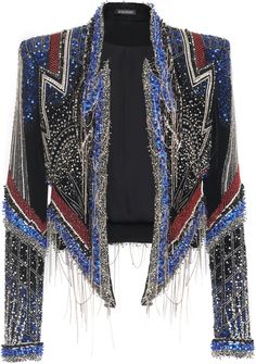 Ropa Upcycling, Balmain Jacket, Balmain Fashion, Jacket Embroidery, Outfit Chic, Beaded Jacket, Sequin Jacket, Moda Vintage, Looks Chic