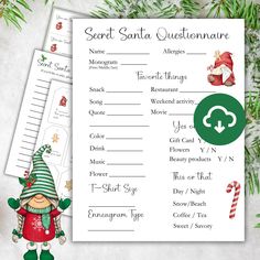 santa's list with elf and candy canes on it