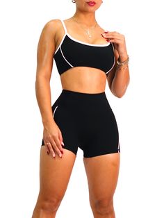 Description: This trendy design is not just stylish, but also offers superior support for all your activities. Stay comfortable and confident with this must-have sports bra. All of our sports bras are made out of high quality nylon and are well-padded to provide amazing comfort, coverage & support. Sizing: True to size Color: Black Fabric: Active Fit Seamless Sporty Medium Support Sports Bra For Light Sports, Black Nylon Sports Bra With Medium Bust Support, Sporty Sports Bra With Medium Bust Support, Black Activewear With Medium Bust Support For Workout, Black Sportswear Crop Top For Sports, Black Seamless Sportswear Crop Top, Black Sporty Crop Top With Light Support, Sporty Black Crop Top With Light Support, Black Sports Crop Top