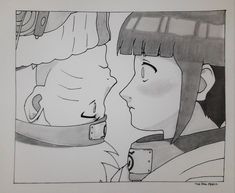 a drawing of two people looking at each other