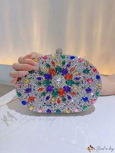 Bird in Bag - High-End Stylish Rhinestone Vintage Box-Shaped Clutch Evening Bag Multicolor Rhinestone Evening Bag For Events, Multicolor Rhinestone Evening Bag For Party, Multicolor Rectangular Evening Bag With Rhinestones, Multicolor Rhinestone Clutch As Gift, Multicolor Rhinestone Clutch For Gift, Multicolor Rhinestone Rectangular Evening Bag, Elegant Multicolor Rhinestone Bags, Elegant Multicolor Clutch With Rhinestones, Multicolor Rectangular Clutch With Rhinestones